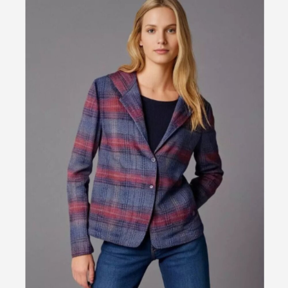 Harold Jacket Hoodie Women's Size 8 100% Lambs Wool Button Maroon/Black Lined